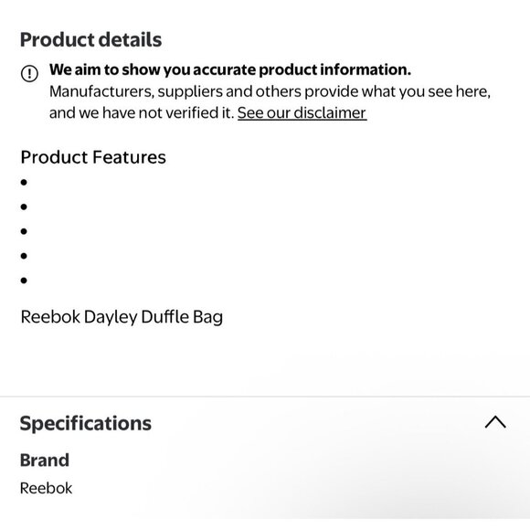 Reebok Dayley Duffle Black Bag GYM Bag/Weekend Travel Bag WN - Picture 4 of 4